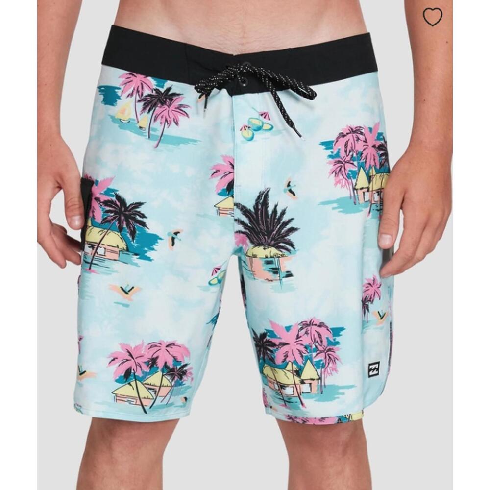 Billabong Men's Black and  Blue Printed 73 Line Pro 9” Boardshorts - Size - 31